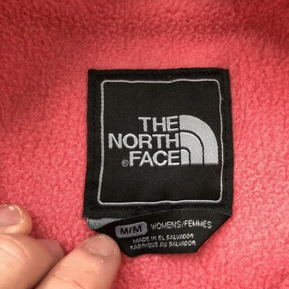 The North Face Jacket Womens Medium Pink Burgundy Fleece Hooded Full Zip TNF - Picture 5 of 9